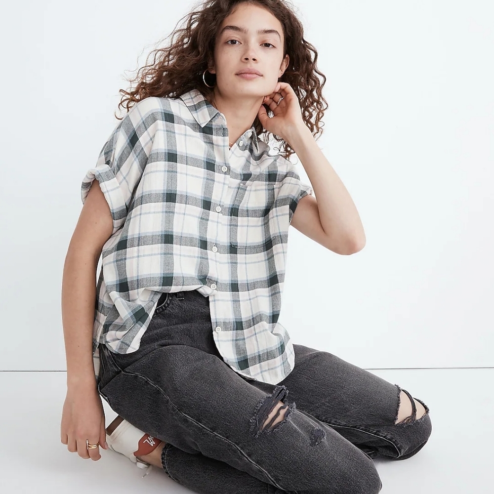 Madewell NWT Daily Shirt in Rockfern Plaid Flannel Blouse Sz S
